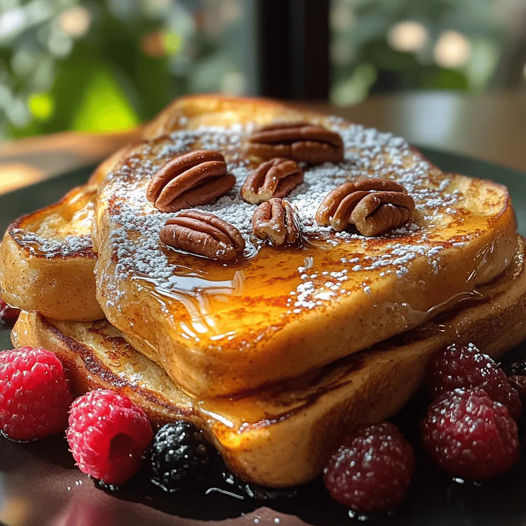Die Ahorn-Pekan-Liebe Französischen Toasts sind nicht nur ein Genuss für den Gaumen, sondern auch eine wahre Freude für die Sinne. Dieses Rezept vereint die süßen Aromen des erstklassigen Ahornsirups mit dem nussigen Crunch von Pekannüssen und der zarten Textur von dickem Brot, um ein unvergessliches Frühstückserlebnis zu schaffen. Ob für ein gemütliches Wochenende oder einen besonderen Anlass – diese köstliche Frühstücksdelikatesse wird alle an Ihrem Tisch begeistern.