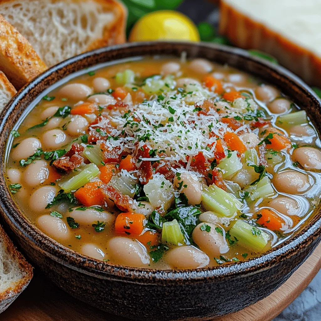 - Weiße Bohnen: Für diese Suppe verwenden wir entweder Cannellini-Bohnen oder große Nordbohnen. Diese Sorten sind bekannt für ihre cremige Textur und ihren milden Geschmack, der sich perfekt mit den anderen Zutaten der Suppe verbindet. Es ist wichtig, die Bohnen über Nacht einzuweichen, um ihre Kochzeit zu verkürzen und die Nährstoffe zu aktivieren.
