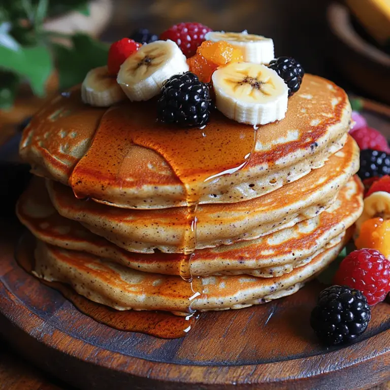 Fluffige vegane Bananen-Pfannkuchen sind nicht nur eine köstliche Frühstücksoption, sondern auch eine gesunde und einfach zuzubereitende Wahl für jeden, der seinen Tag mit einem nahrhaften und zufriedenstellenden Gericht beginnen möchte. Diese Pfannkuchen sind perfekt für Veganer, Allergiker oder einfach für alle, die eine pflanzliche Ernährung ausprobieren möchten. Sie bieten eine wunderbare Kombination aus Geschmack, Textur und Nährstoffen, die sowohl Erwachsene als auch Kinder begeistern wird.
