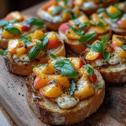 Frische Pfirsich-Bruschetta ist ein köstliches und erfrischendes Gericht, das perfekt für den Sommer ist. Wenn die Tage länger und wärmer werden, gibt es nichts Besseres, als mit Freunden und Familie im Freien zu speisen. Diese Kombination aus saftigen Pfirsichen, cremigem Mozzarella und aromatischem Basilikum bietet eine harmonische Symphonie von Aromen und Texturen, die sowohl den Gaumen erfreuen als auch die Sinne beleben.