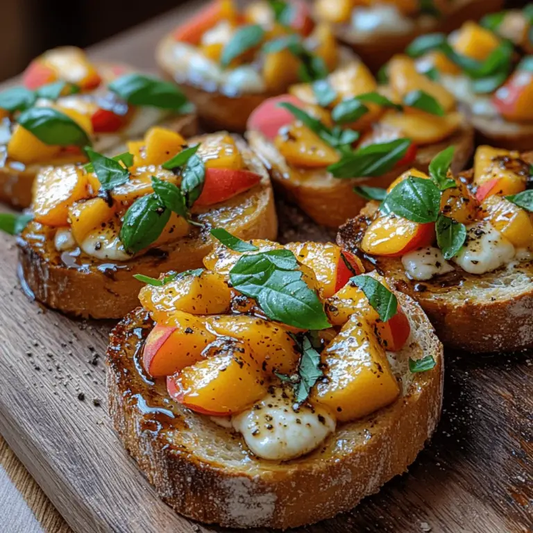 Frische Pfirsich-Bruschetta ist ein köstliches und erfrischendes Gericht, das perfekt für den Sommer ist. Wenn die Tage länger und wärmer werden, gibt es nichts Besseres, als mit Freunden und Familie im Freien zu speisen. Diese Kombination aus saftigen Pfirsichen, cremigem Mozzarella und aromatischem Basilikum bietet eine harmonische Symphonie von Aromen und Texturen, die sowohl den Gaumen erfreuen als auch die Sinne beleben.
