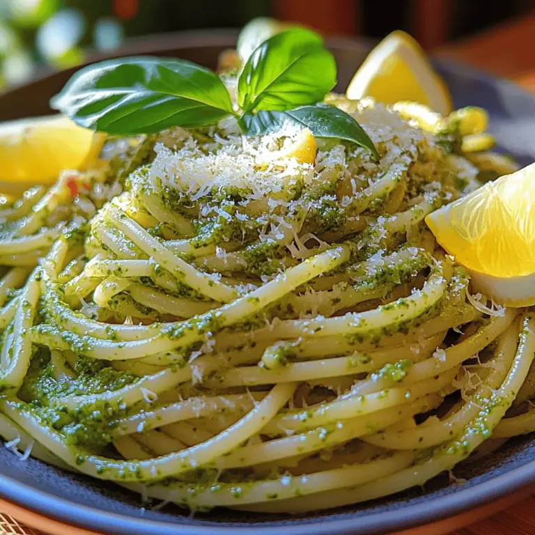 Spaghetti mit Zitronen-Basilikum-Pesto ist ein Gericht, das nicht nur den Gaumen erfreut, sondern auch die Seele erhellt. Die Kombination aus frischen Zutaten und saisonalen Aromen macht dieses Rezept zu einem perfekten Favoriten für warme Tage. Das Pesto, das aus duftendem Basilikum, saftiger Zitrone und nussigen Aromen besteht, bringt eine erfrischende Leichtigkeit auf den Tisch. Wenn Sie auf der Suche nach einem schnellen, gesunden und dennoch geschmackvollen Gericht sind, dann ist dieses Rezept genau das Richtige für Sie.