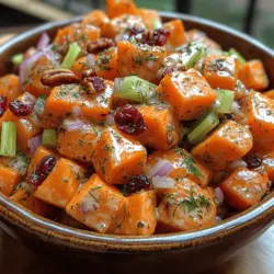 Die Basis dieses Salats bilden zwei große, reife Süßkartoffeln, die geschält und in Würfel geschnitten werden. Diese knolligen Wunder liefern nicht nur eine angenehme Süße, sondern auch eine Vielzahl an Nährstoffen. Süßkartoffeln sind reich an Vitaminen, insbesondere Vitamin A, und enthalten wertvolle Ballaststoffe, die für eine gesunde Verdauung sorgen.