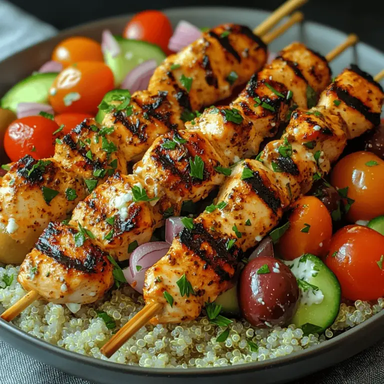 Die Zubereitung der Hühnchen-Souvlaki-Bowls beginnt mit der Auswahl der richtigen Zutaten. Das Hauptaugenmerk liegt auf dem Hühnchen, das für die Bowls verwendet wird. Wir empfehlen, 680 g hautlose Hühnerschenkel zu verwenden, da sie saftig und geschmackvoll sind. Außerdem haben sie den Vorteil, dass sie beim Grillen zart bleiben. Um das Hühnchen in ein Geschmackserlebnis zu verwandeln, ist eine aromatische Marinade unerlässlich.