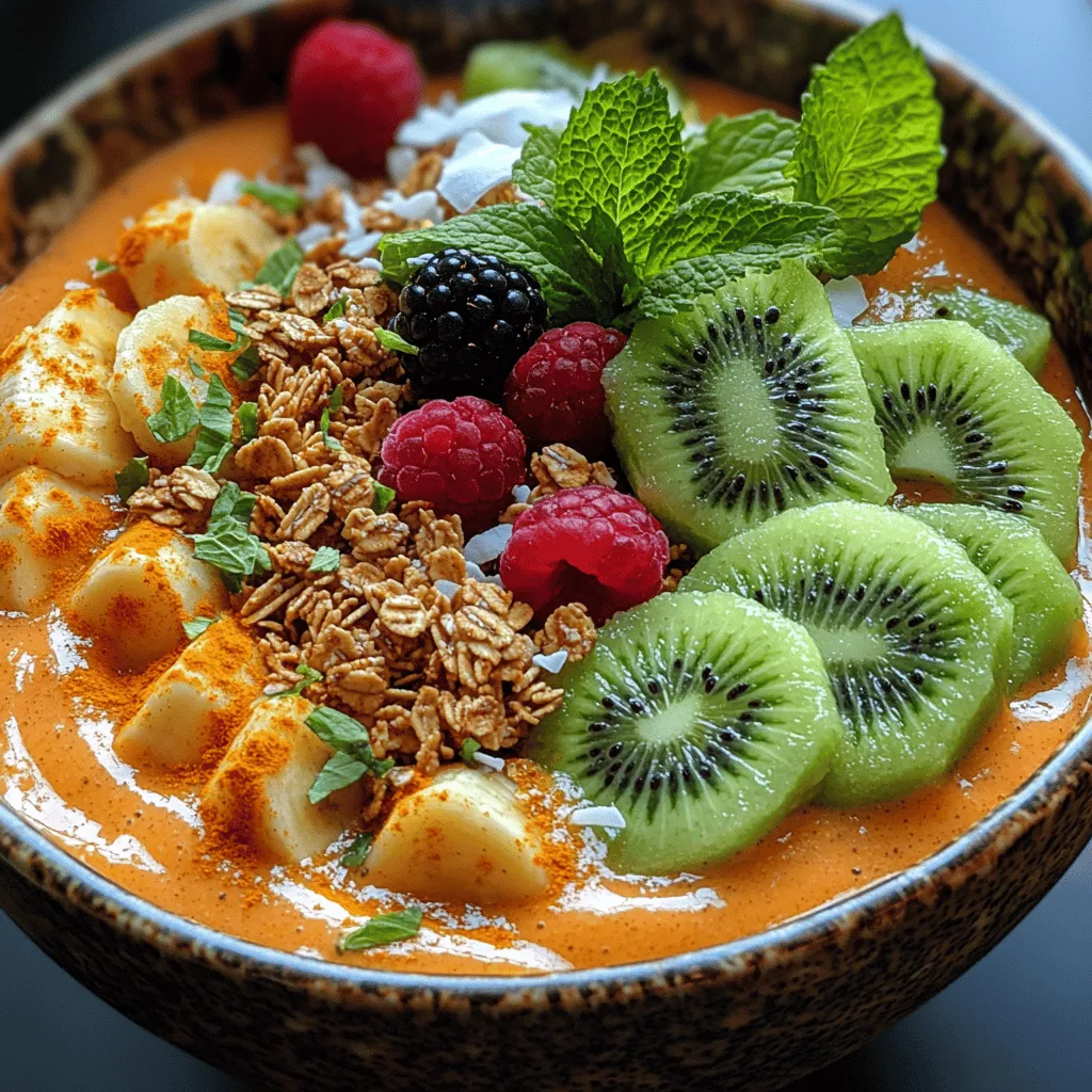 Die Papaya ist die Hauptzutat dieser Smoothie-Bowl und bringt eine Vielzahl von gesundheitlichen Vorteilen mit sich. Sie ist nicht nur reich an Vitaminen A, C und E, sondern enthält auch wichtige Antioxidantien, die unsere Zellen vor Schäden schützen. Papaya ist bekannt für ihre Enzyme, insbesondere Papain, die die Verdauung unterstützen und entzündungshemmende Eigenschaften besitzen. Mit ihrem hohen Wassergehalt trägt sie auch zur Hydration bei, was besonders in heißen Monaten von Vorteil ist.
