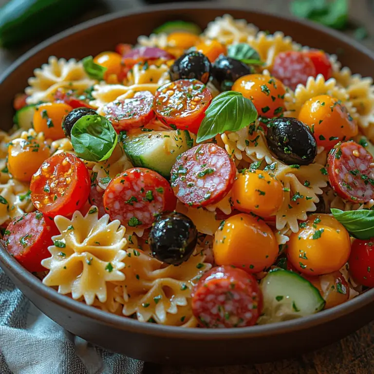 Um einen perfekten italienischen Partypasta-Salat zuzubereiten, benötigen Sie eine Vielzahl frischer Zutaten. Hier ist eine Übersicht über die wichtigsten Komponenten und deren Nutzen für das Gericht: