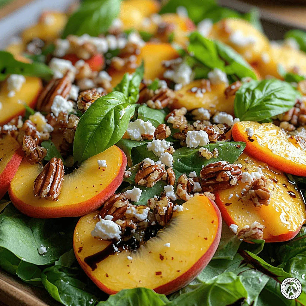 In der Welt der sommerlichen Salate sticht der Sonnige Pfirsich-Feta-Crunch-Salat hervor. Mit seinen frischen, saftigen Pfirsichen, dem cremigen Feta-Käse und dem knackigen Crunch von kandierten Pekannüssen bietet dieser Salat nicht nur eine Explosion von Aromen, sondern auch eine Vielzahl von Texturen. Ein perfektes Zusammenspiel von süß, salzig und knusprig macht diesen Salat zu einem unverzichtbaren Gericht für jede sommerliche Zusammenkunft.