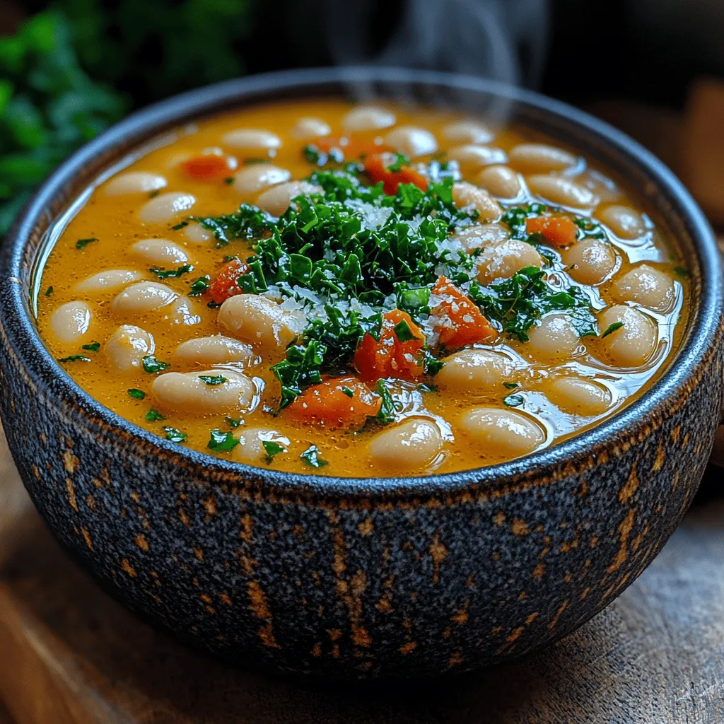 Herzlich Willkommen in der Welt der italienischen Küche! Heute präsentieren wir Ihnen ein Rezept für eine herzhafte toskanische weiße Bohnensuppe, die nicht nur köstlich, sondern auch nahrhaft ist. Diese Suppe ist ein wahres Soulfood, das sich hervorragend für kalte Tage eignet und mit einem tiefen, aromatischen Geschmack begeistert. Die Kombination aus Gemüse, Bohnen und Gewürzen macht diese Suppe zu einer idealen Wahl für alle, die eine gesunde, pflanzenbasierte Mahlzeit suchen oder einfach nur ein Stück Italien auf den Tisch bringen möchten.