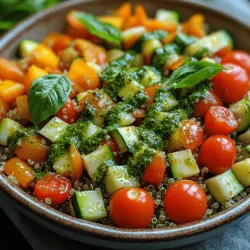 Quinoa, die Hauptzutat in diesem Rezept, ist ein echtes Superfood. Ursprünglich aus den Anden stammend, hat sich Quinoa aufgrund seines hohen Proteingehalts und seiner vielseitigen Verwendungsmöglichkeiten weltweit einen Platz in den Küchen erobert. Es ist glutenfrei, reich an Ballaststoffen und enthält alle neun essentiellen Aminosäuren, was es zu einer hochwertigen Proteinquelle macht. Quinoa hat zudem einen nussigen Geschmack und eine angenehme, leicht körnige Textur, die perfekt zu den anderen Zutaten in diesem Salat passt.