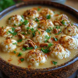 Wenn Sie auf der Suche nach einer herzhaften und zugleich gesunden Suppe sind, dann ist die himmlische cremige geröstete Blumenkohlsuppe genau das Richtige für Sie. Diese Suppe kombiniert die nussigen Aromen von geröstetem Blumenkohl mit einer samtigen Textur, die sie zu einem perfekten Komfortessen macht. Sie ist nicht nur eine wunderbare Vorspeise, sondern kann auch als leichtes Hauptgericht serviert werden. Besonders in den kühleren Monaten sorgt sie für Wärme und Geborgenheit.
