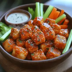 Sind Sie auf der Suche nach einem köstlichen, veganen Snack oder einer Hauptspeise, die sowohl geschmackvoll als auch einfach zuzubereiten ist? Dann sind diese Crispy Buffalo Tofu Nuggets genau das Richtige für Sie! Diese knusprigen Tofu-Nuggets sind nicht nur ein Genuss für die Geschmacksknospen, sondern auch eine gesunde Alternative zu herkömmlichen frittierten Snacks. In der heutigen schnelllebigen Welt, in der wir oft zu verarbeiteten Lebensmitteln greifen, ist es wichtiger denn je, gesunde und schmackhafte hausgemachte Gerichte zuzubereiten.