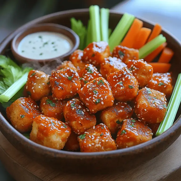Sind Sie auf der Suche nach einem köstlichen, veganen Snack oder einer Hauptspeise, die sowohl geschmackvoll als auch einfach zuzubereiten ist? Dann sind diese Crispy Buffalo Tofu Nuggets genau das Richtige für Sie! Diese knusprigen Tofu-Nuggets sind nicht nur ein Genuss für die Geschmacksknospen, sondern auch eine gesunde Alternative zu herkömmlichen frittierten Snacks. In der heutigen schnelllebigen Welt, in der wir oft zu verarbeiteten Lebensmitteln greifen, ist es wichtiger denn je, gesunde und schmackhafte hausgemachte Gerichte zuzubereiten.