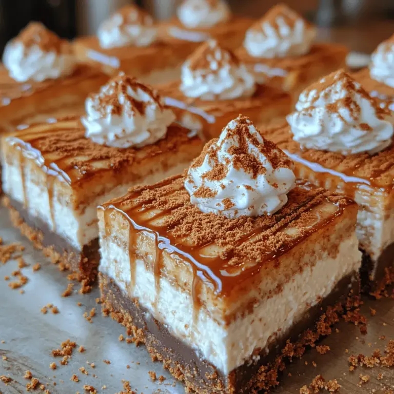 Wenn Sie auf der Suche nach einem köstlichen Dessert sind, das sowohl einfach zuzubereiten als auch beeindruckend ist, sind die Dekadente Biscoff Cheesecake Riegel genau das Richtige für Sie! Diese himmlischen Riegel kombinieren den reichhaltigen Geschmack von cremigem Cheesecake mit der unverwechselbaren Würze von Biscoff-Keksen. Perfekt für besondere Anlässe, Partys oder einfach als süßer Snack zwischendurch, bieten diese Riegel eine wunderbare Balance aus süß und salzig, die jeden Gaumen erfreut.