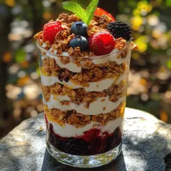 Herzlich willkommen zu unserem Rezept für ein köstliches und gesundes Beerenzauber Griechischer Joghurt Parfait! Dieses Dessert ist nicht nur ein wahrer Genuss für den Gaumen, sondern auch eine wunderbare Möglichkeit, frische Beeren und nahrhaften griechischen Joghurt in einer ansprechenden und optisch reizvollen Weise zu kombinieren. Ursprünglich in der mediterranen Küche verankert, hat der griechische Joghurt in den letzten Jahren weltweit an Popularität gewonnen. Er ist bekannt für seinen cremigen Geschmack und seine gesundheitlichen Vorteile, darunter eine hohe Proteinaufnahme und Probiotika, die die Verdauung fördern.