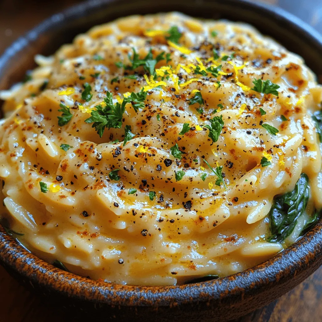 Willkommen in der Welt der köstlichen, schnellen und einfach zuzubereitenden Gerichte! Heute präsentieren wir Ihnen ein Rezept für Zesty Creamy Lemon Orzo mit Spinat – ein Gericht, das nicht nur den Gaumen erfreut, sondern auch einfach zuzubereiten ist. Diese köstliche Kombination aus cremigen Orzo-Nudeln und frischem Spinat, verfeinert mit dem spritzigen Geschmack von Zitrone, ist perfekt für eine schnelle Woche, ein leichtes Mittagessen oder sogar ein elegantes Abendessen.