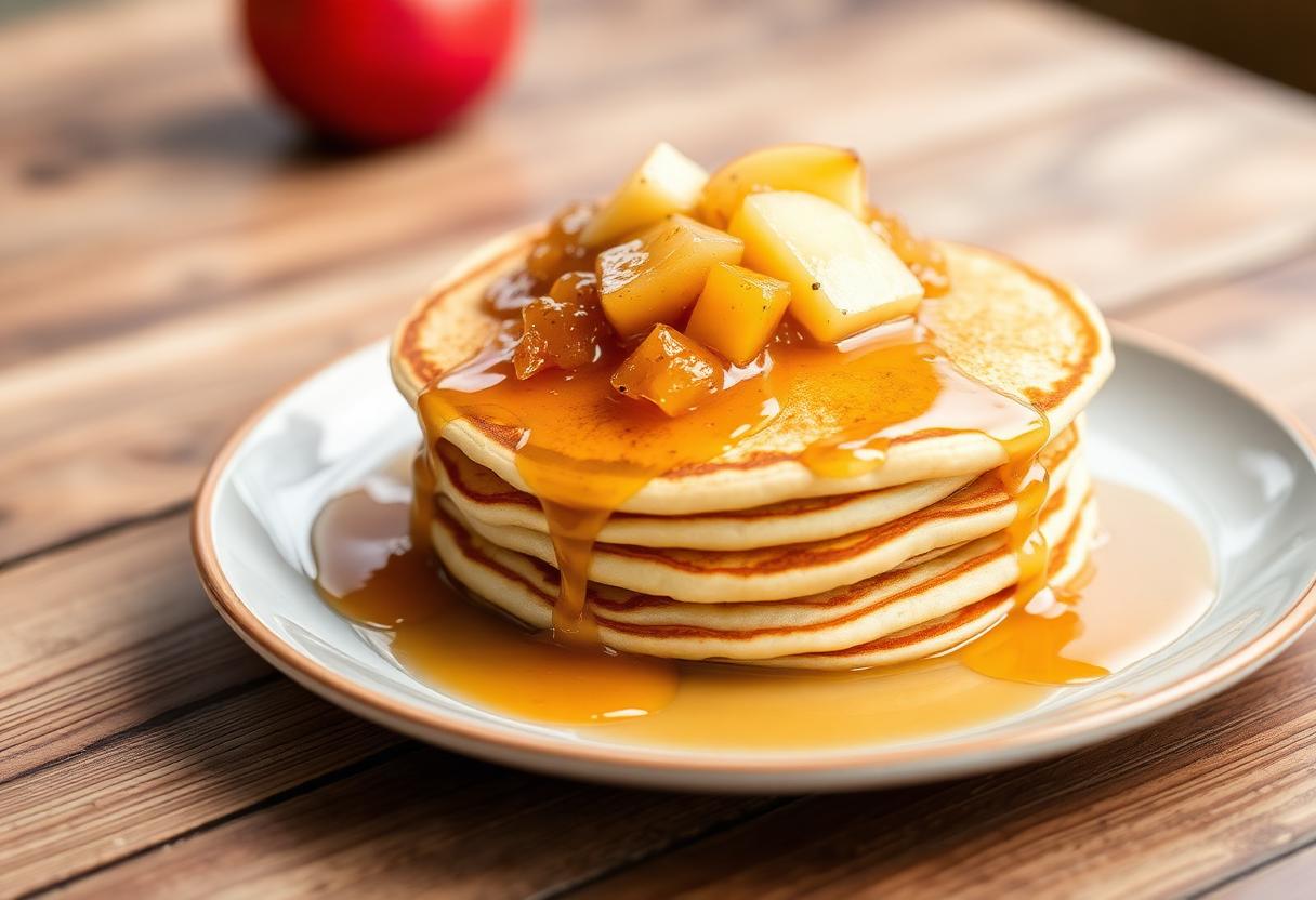 Fluffige Pfannkuchen mit hausgemachtem Apfelmus