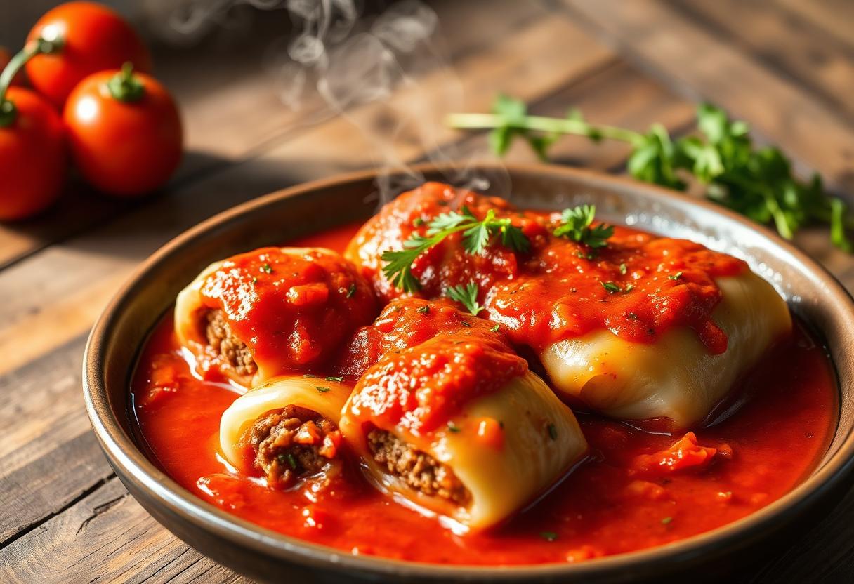Klassische Kohlrouladen in aromatischer Tomatensoße