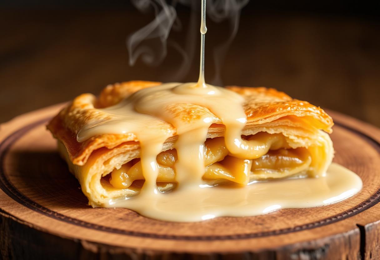 Klassischer Apfelstrudel mit Vanillesoße