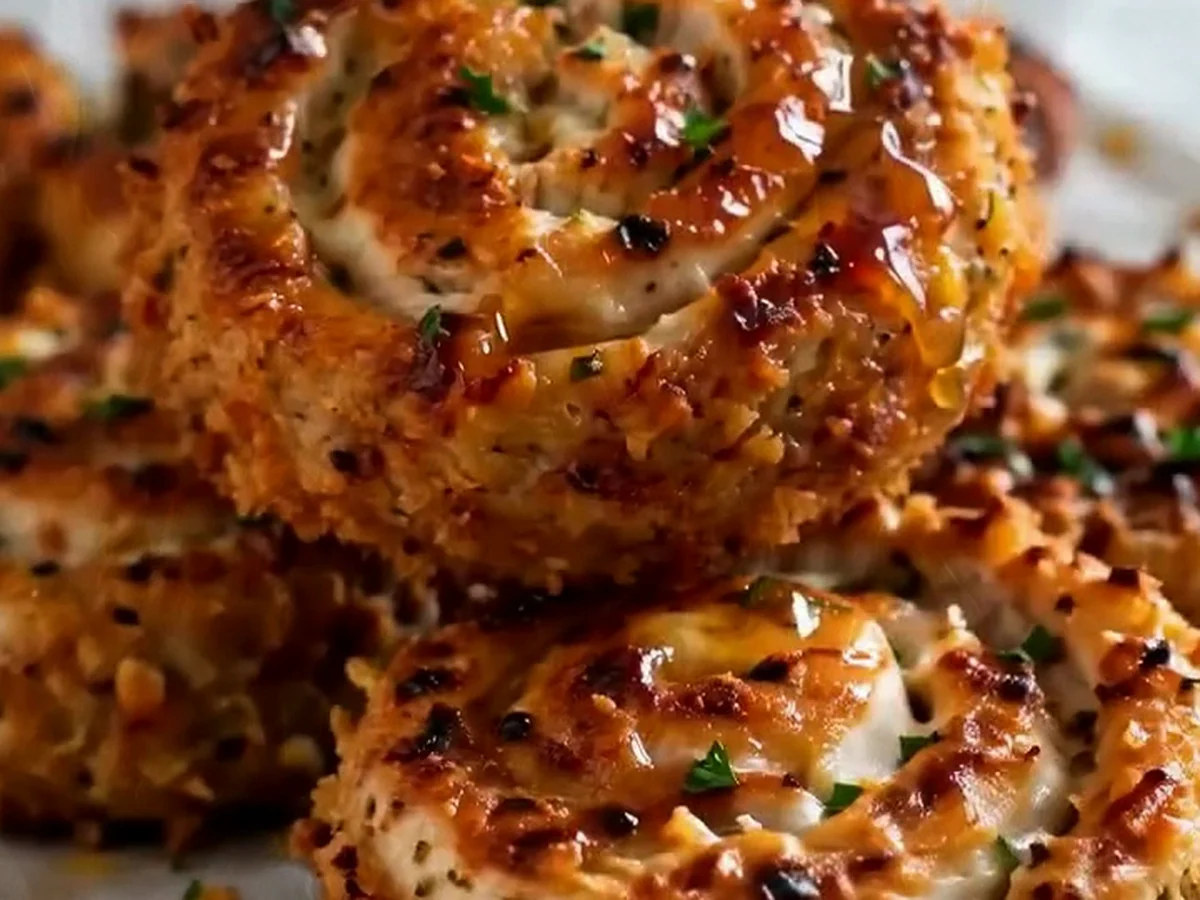 Knusprige Hähnchen-Spiralen mit cremiger Käse-Füllung