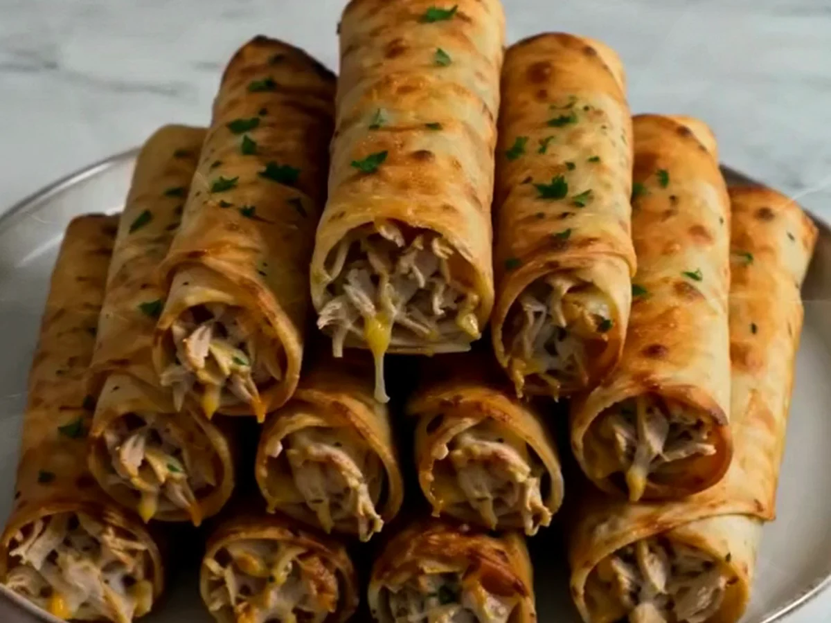 Knusprige Hühnchen-Tacos mit Käse und Kräutern