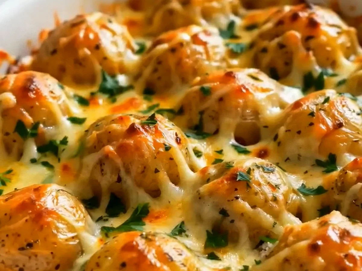 Knusprige Kartoffeln mit Knoblauchbutter und geschmolzenem Käse