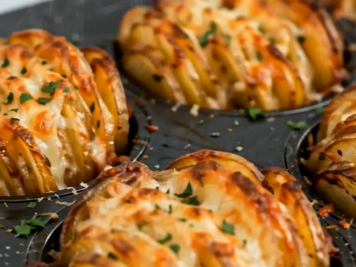 Knusprige Ofen-Kartoffeltaschen mit Käse und Kräutern