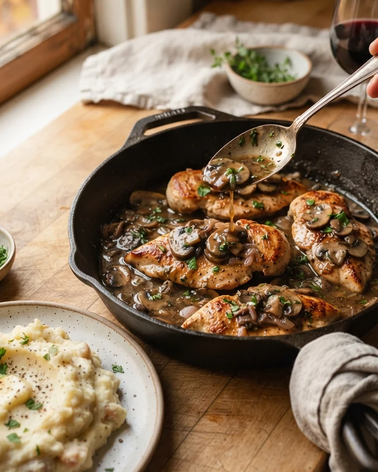 Knuspriges Jägerschnitzel mit Pilzrahmsoße