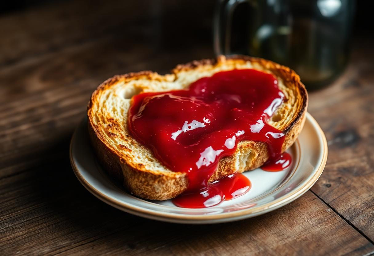 Selbstgemachte Erdbeermarmelade für das Frühstücksbrot