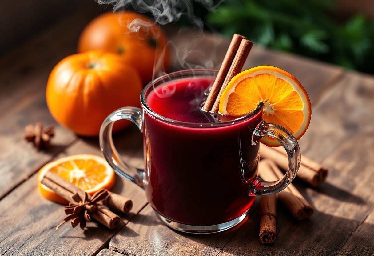 Wärmender Glühwein mit Orange und Zimt
