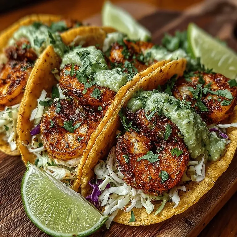 Würzige schnelle Garnelen-Tacos mit Avocado-Creme