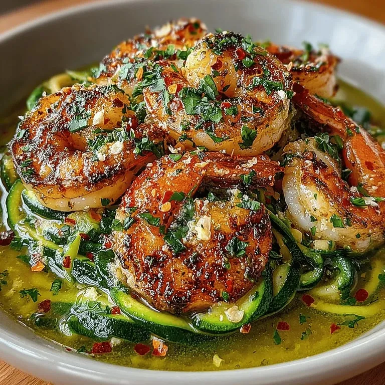 Würzige Zitronen-Knoblauch-Garnelen mit Zucchini-Nudeln