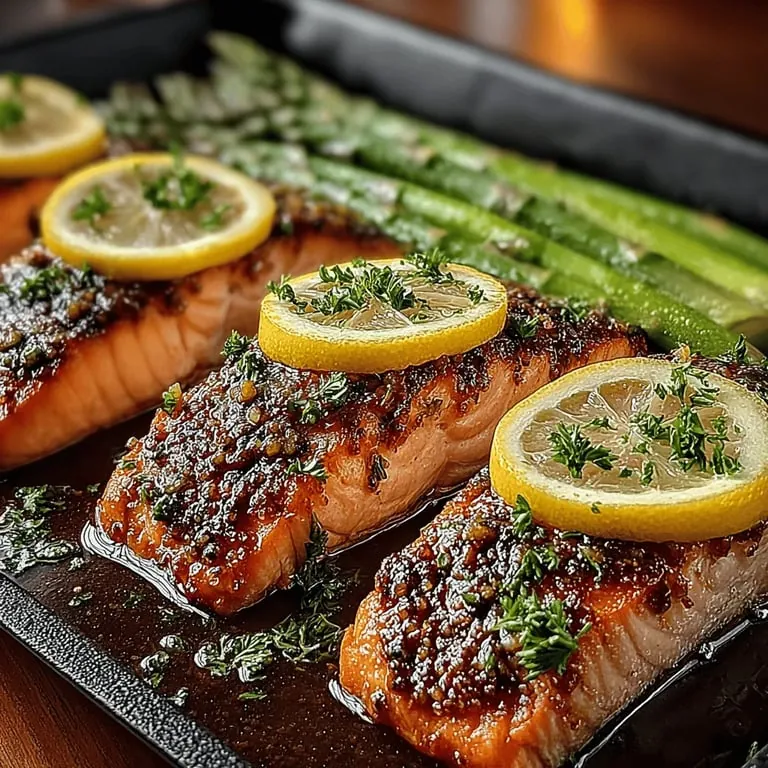Würziger One-Pan Zitronenbutter-Lachs mit Spargel