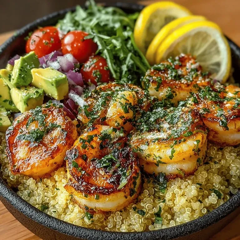 Zitronig-würzige Garnelen-Quinoa-Bowl Rezept
